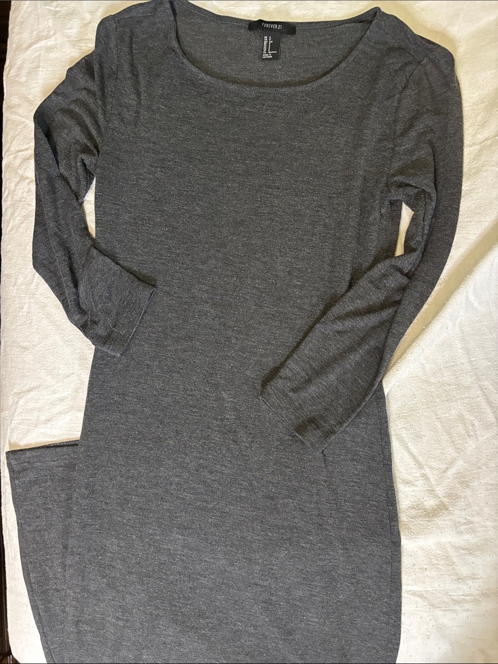 Forever 21 Charcoal Gray Long Sleeve Bodycon Dress